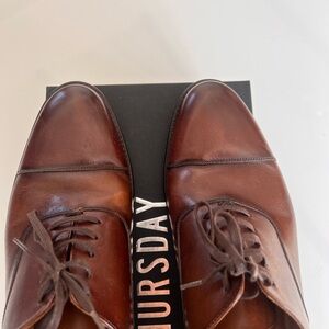 Brown Leather Oxford Shoes with Cap Toe